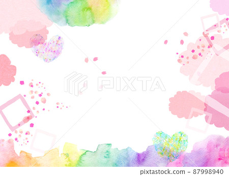 櫻花水彩多彩背景素材 87998940