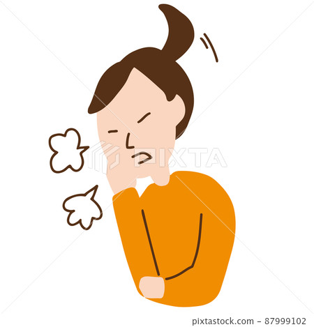 Illustration of a coughing woman 87999102