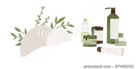 Homeopathy, naturopathy. Complementary, alternative, integrative, holistic medicine. Natural organic herb. Apothecary bottle. Vector flat cartoon illustration Homeopathy, naturopathy. Complementary, alternative, integrative, holistic medicine. Natural organic herb. Apothecary bottle. Vector flat cartoon illustration 87999282