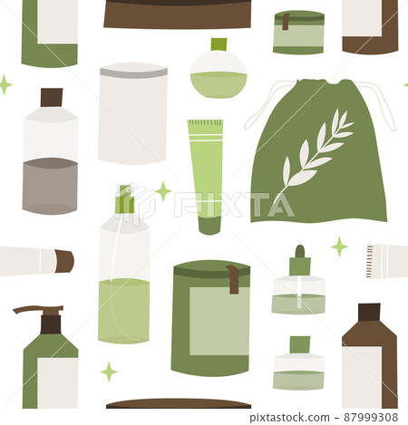 Homeopathy, naturopathy. Complementary, alternative, integrative, holistic medicine. Natural organic herb. Apothecary bottle. Vector flat cartoon illustration, seamless pattern 87999308