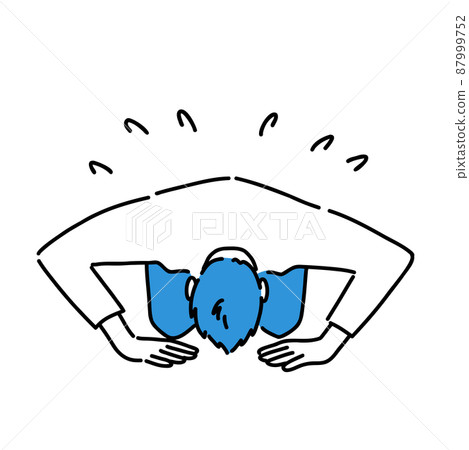 A young man kneeling and apologizing 87999752