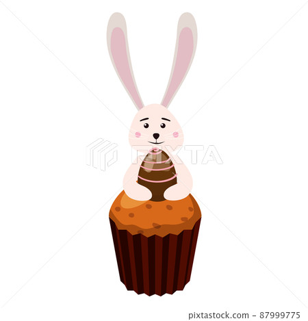 Easter cupcake with Bunny and egg, muffin. Sweet food, dessert Easter cupcake with Bunny and egg, muffin. Sweet food, dessert 87999775