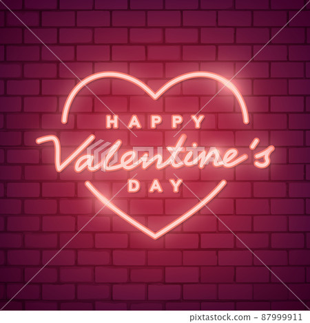 Neon valentine's day illustration - Stock Illustration [87999911] - PIXTA