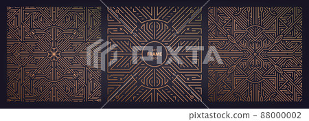 Vector art deco frame, abstract geometric design templates for luxury products. Geometric golden square frames, backgrounds. Use for packaging, branding, decoration, etc 88000002