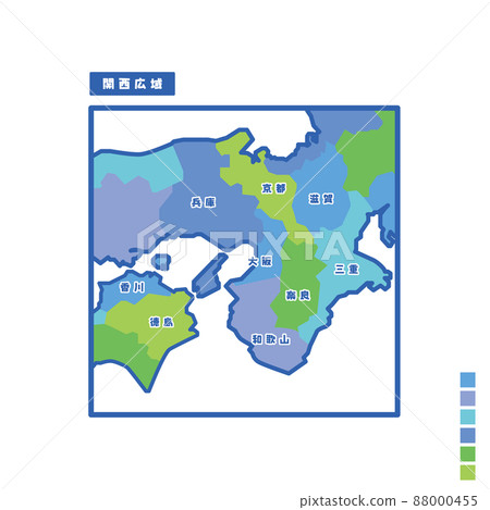日本地圖/日本地圖關西廣域雨天我嘗試按顏色進行顏色編碼 日本地圖/日本地圖關西廣域雨天我嘗試按顏色進行顏色編碼 88000455
