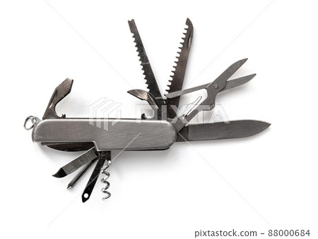 Metallic swiss knife isolated on white 88000684