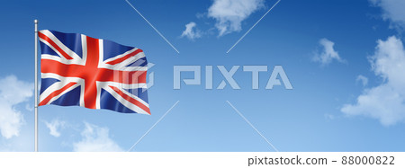 British flag isolated on a blue sky. Horizontal banner British flag isolated on a blue sky. Horizontal banner 88000822