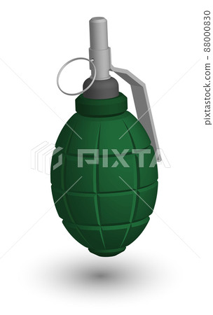 Isometric Combat hand fragmentation ribbed grenade with cube. Explosive objects, soldier weapon. Realistic 3D vector isolated on white background Isometric Combat hand fragmentation ribbed grenade with cube. Explosive objects, soldier weapon. Realistic 3D vector isolated on white background 88000830