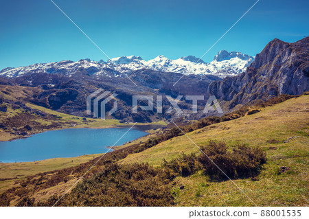 Peaks of Europe (Picos de Europa) National Park. A glacial Lake Ercina. Asturias, Spain, Europe 88001535