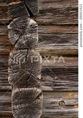 Wooden log cabin or felling texture or background 88001925
