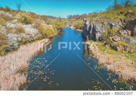 Mountain river in early spring 88002107