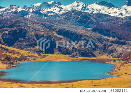 Peaks of Europe (Picos de Europa) National Park. A glacial Lake Ercina. Asturias, Spain, Europe Peaks of Europe (Picos de Europa) National Park. A glacial Lake Ercina. Asturias, Spain, Europe 88002111