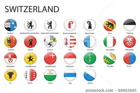 all Flags of regions of Switzerland template for your design 88002685