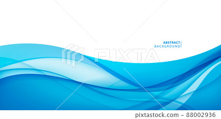 Vector wavy abstract geometric background, blue flow hoizontal banner. Trendy gradient shapes composition Vector wavy abstract geometric background, blue flow hoizontal banner. Trendy gradient shapes composition 88002936