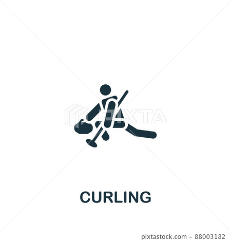 Curling icon. Monochrome simple icon for templates, web design and infographics 88003182