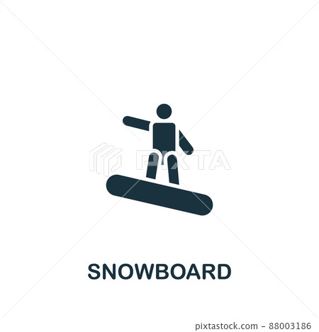Snowboard icon. Monochrome simple icon for templates, web design and infographics 88003186