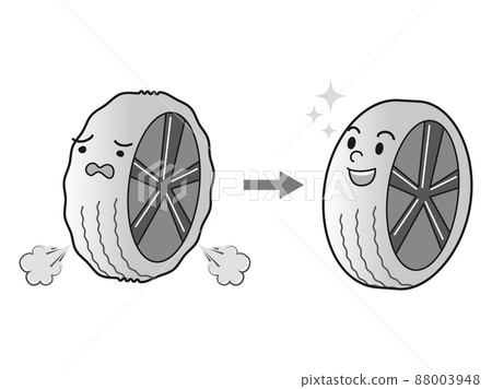 Illustration of replacing tires with insufficient air pressure Illustration of replacing tires with insufficient air pressure 88003948