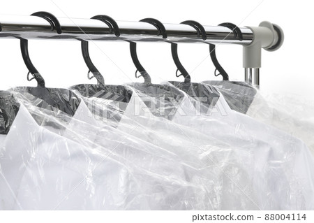 Cleaned shirts, plastic hangers, vinyl covers Cleaned shirts, plastic hangers, vinyl covers 88004114