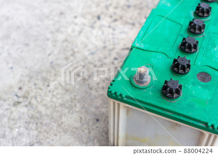 Oxidized and dirty car battery terminal. Oxidized and dirty car battery terminal. 88004224