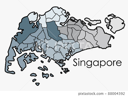 Doodle freehand drawing map of Singapore. Doodle freehand drawing map of Singapore. 88004392
