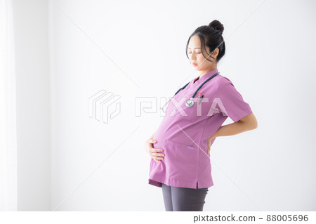 Pregnant woman working maternity leave 88005696
