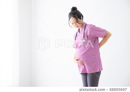 Pregnant woman working maternity leave 88005697