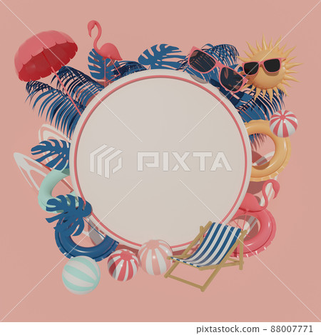 3d rendering box podium palm leaves with summer background. 3d rendering box podium palm leaves with summer background. 88007771