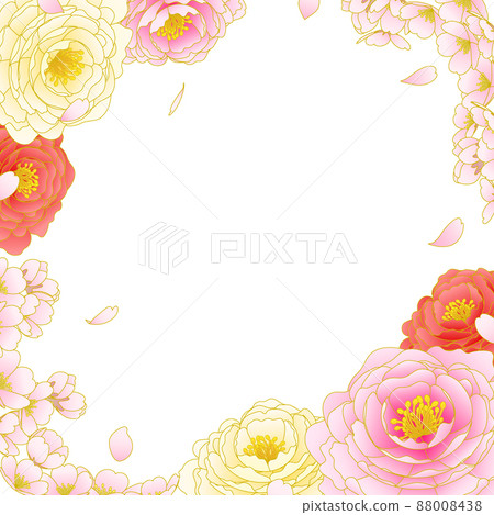 Vector frame illustration of cherry blossoms and peony 88008438