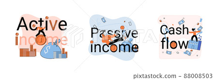 Active and passive income concept. Idea of financial growth and development with investments Active and passive income concept. Idea of financial growth and development with investments 88008503