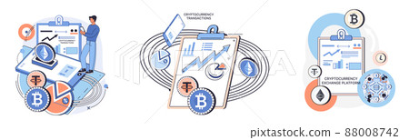 Cryptocurrency exchange platform and blockchain. Bitcoin mining, exchange platform, investment technology Cryptocurrency exchange platform and blockchain. Bitcoin mining, exchange platform, investment technology 88008742
