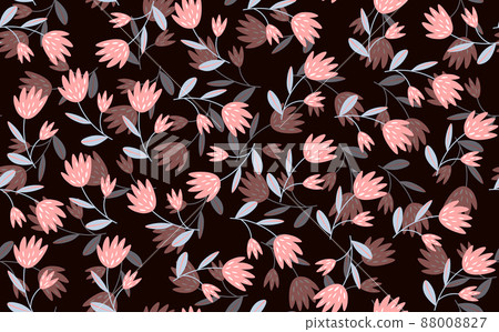 Seamless floral pattern based on traditional folk art ornaments. Colorful flowers on color background. Scandinavian style. Sweden nordic style. Vector illustration. Simple minimalistic pattern Seamless floral pattern based on traditional folk art ornaments. Colorful flowers on color background. Scandinavian style. Sweden nordic style. Vector illustration. Simple minimalistic pattern 88008827