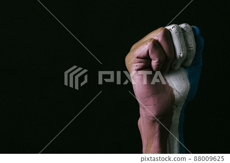 clenched fist with the transgender pride flag clenched fist with the transgender pride flag 88009625