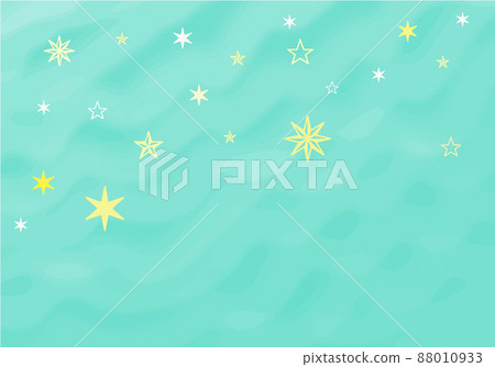 Starry sky and Milky Way ・ Background illustration of hand-painted texture Blue-green system Starry sky and Milky Way ・ Background illustration of hand-painted texture Blue-green system 88010933
