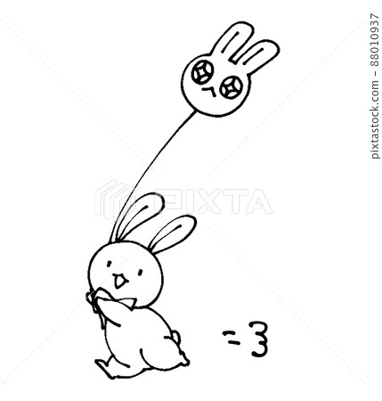 Loosely cute deformed rabbit line drawing... - Stock Illustration ...