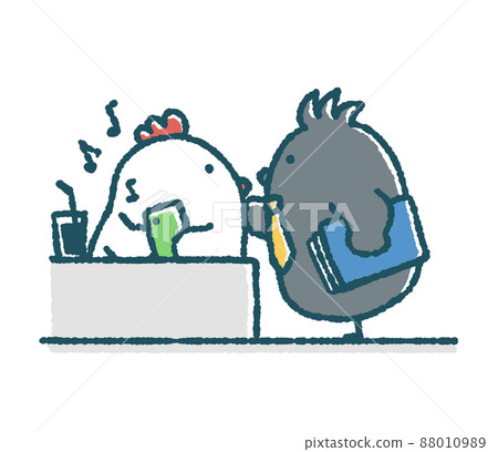 鬆散的烏鴉拍拍小雞的肩膀 88010989