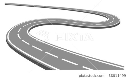 Asphalt road curved. Driving path. Trip route Asphalt road curved. Driving path. Trip route 88011499