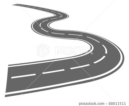 Curved track. Road turns. Asphalt path. Route way 88011511