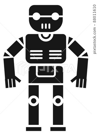 Toy robot icon. Funny android. Black cyborg 88011610