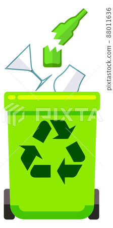 Glass recycling. Green trash can. Garbage container 88011636