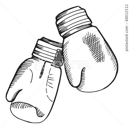 Boxing gloves sketch. Fight training equipment in hand drawn style 88012512