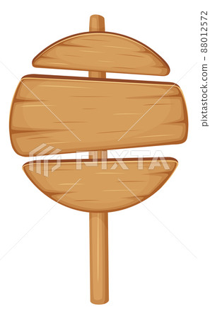 Old round billboard panel with blank wooden boards 88012572