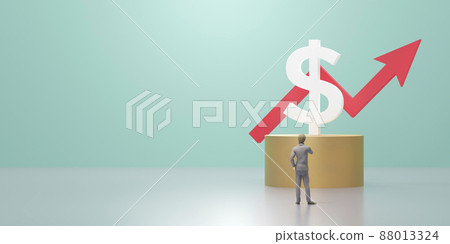 美元符號和上升箭頭/強勢美元/考慮匯率波動的商人的概念形象 88013324