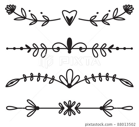 Doodle page dividers. Cute decorative borders set Doodle page dividers. Cute decorative borders set 88013502