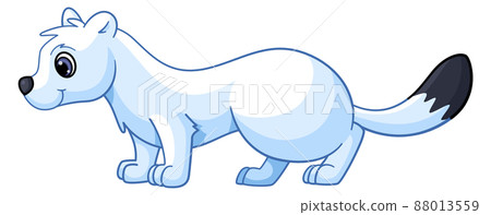 White fur arctic animal. Cartoon polar fox 88013559