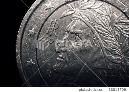 Close up of Italian euro coin. Business concept Close up of Italian euro coin. Business concept 88013706