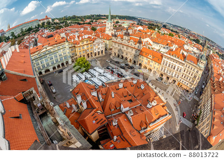 View of Lesser Quarter Square (Mala Strana) from Church of Saint Nicolas. Prague, Czech Republic View of Lesser Quarter Square (Mala Strana) from Church of Saint Nicolas. Prague, Czech Republic 88013722