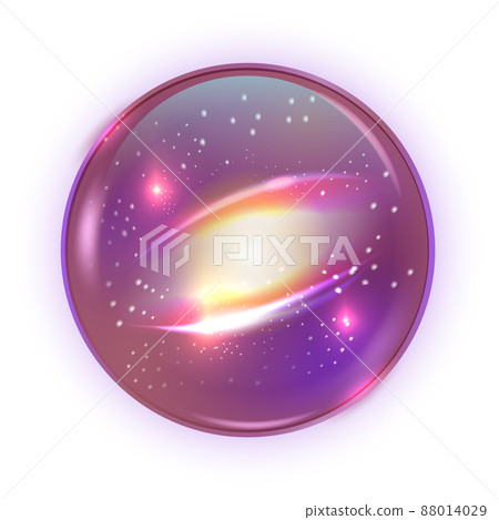 Glowing ball with space galaxy. Realistic fantasy orb 88014029