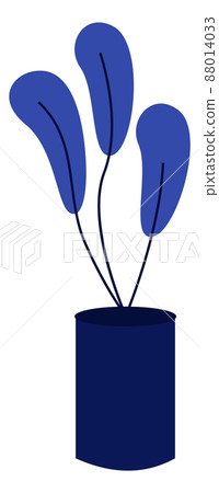 Plant in flowerpot icon. Dark blue home decoration Plant in flowerpot icon. Dark blue home decoration 88014033