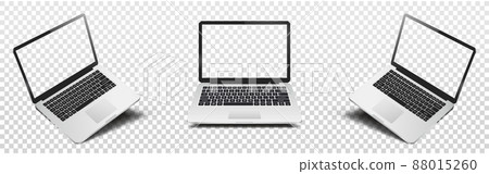 Flying laptop mock up with transparent screen Flying laptop mock up with transparent screen 88015260