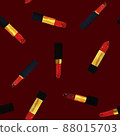 Seamless pattern with lipstick on dark background. Cosmetics, girly, fashion, makeup repeat design. 88015703